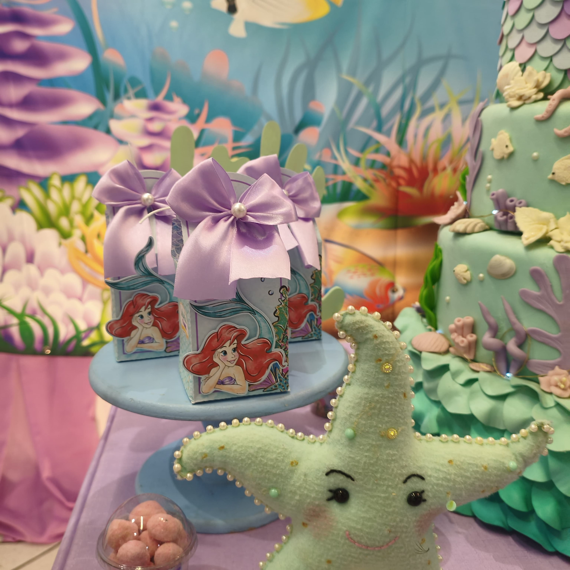 Bolo e doces tema Pequena Sereia